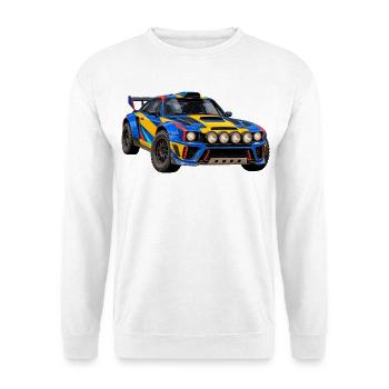 Rallye Farbexplosion Rallyauto - Unisex Pullover - Weiß - Vorne - Alina (178cm) & Michal (187cm)