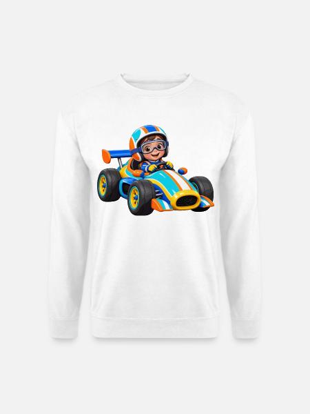 Kleiner Rennfahrer im Go-Kart - Unisex Pullover - Weiß