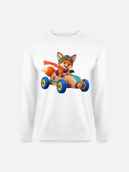 Fuchs Rennwagen Abenteuer - Unisex Pullover - Weiß