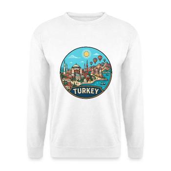 Türkei-Reiseabzeichen Hagia Sophia Kappadokien - Unisex Pullover - Weiß - Vorne - Alina (178cm) & Michal (187cm)