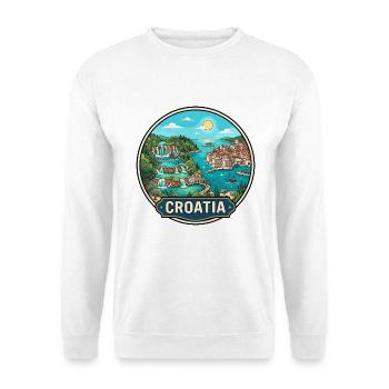 Kroatien-Reiseabzeichen Plitvicer Seen Dubrovnik - Unisex Pullover - Weiß - Vorne - Alina (178cm) & Michal (187cm)