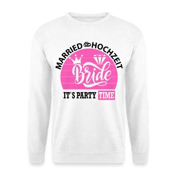 Married Hochzeit Bride Party Tour Junggesselin - Unisex Pullover - Weiß - Vorne - Alina (178cm) & Michal (187cm)