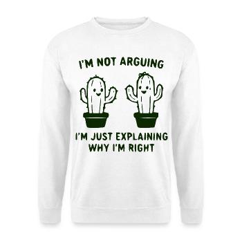 Ich erkläre es: Kaktuswitz - Unisex Pullover - Weiß - Vorne - Alina (178cm) & Michal (187cm)