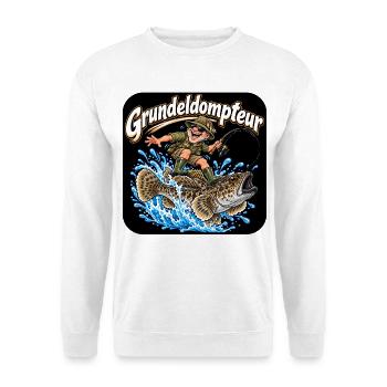 Grundeln Angeln - Unisex Pullover - Weiß - Vorne - Alina (178cm) & Michal (187cm)