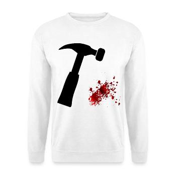 Halloween Handwerker Klauenhammer - Unisex Pullover - Weiß - Vorne - Alina (178cm) & Michal (187cm)