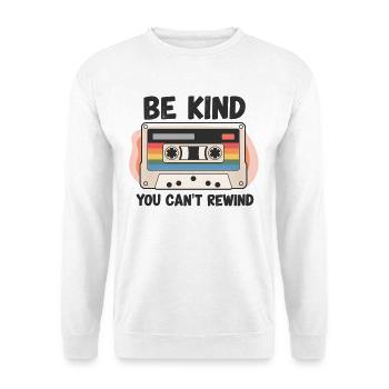 Sei FREUNDLICH, du kannst Vintage-Retro-Kassette nicht zurückspulen - Unisex Pullover - Weiß - Vorne - Alina (178cm) & Michal (187cm)