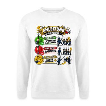 Stabführung - Anleitung für Musiker: Marschieren - Unisex Pullover - Weiß - Vorne - Alina (178cm) & Michal (187cm)