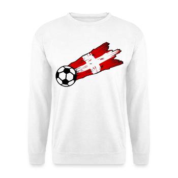 Schweizer Fußballflaggen-Spritzkunst - Unisex Pullover - Weiß - Vorne - Alina (178cm) & Michal (187cm)