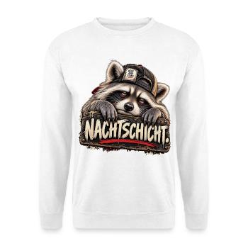 Nachtschicht – Müde aber stabil - Unisex Pullover - Weiß - Vorne - Alina (178cm) & Michal (187cm)
