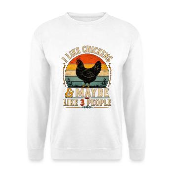 Ich mag Hühner & vielleicht 3 Leute - Unisex Pullover - Weiß - Vorne - Alina (178cm) & Michal (187cm)