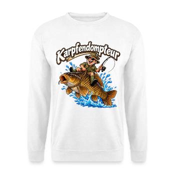 Karpfen Angeln - Unisex Pullover - Weiß - Vorne - Alina (178cm) & Michal (187cm)