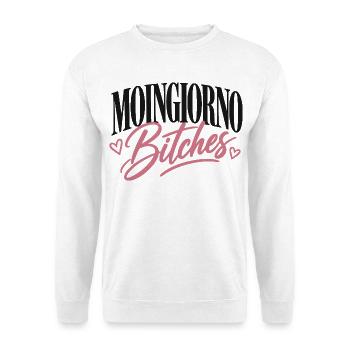 Moingiorno Bitches Norddeutscher Humor Moin - Unisex Pullover - Weiß - Vorne - Alina (178cm) & Michal (187cm)