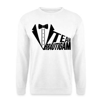 "Team Bräutigam" Design - Unisex Pullover - Weiß - Vorne - Alina (178cm) & Michal (187cm)