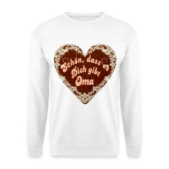Oma Herz: Schön, dass es Dich gibt - Unisex Pullover - Weiß - Vorne - Alina (178cm) & Michal (187cm)