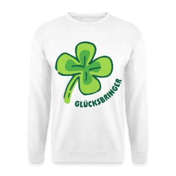 Viel Glück - Glücksbringer - Kleeblatt - Unisex Pullover - Weiß - Vorne - Alina (178cm) & Michal (187cm)