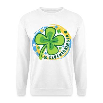 Glücksbringer Glück Mutmacher - Unisex Pullover - Weiß - Vorne - Alina (178cm) & Michal (187cm)