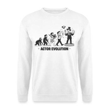 Actor Evolution: Vom Affen zum Schauspieler - Unisex Pullover - Weiß - Vorne - Alina (178cm) & Michal (187cm)