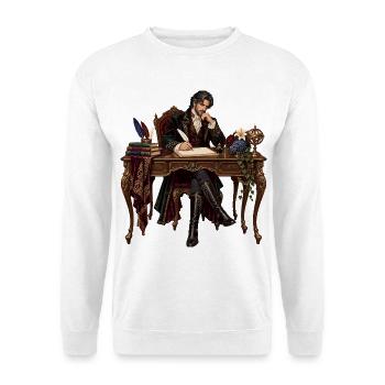 Literat am Barocktisch - Unisex Pullover - Weiß - Vorne - Alina (178cm) & Michal (187cm)