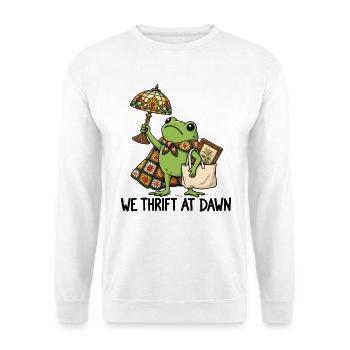 Frosch im Handarbeits-Chic - Unisex Pullover - Weiß - Vorne - Alina (178cm) & Michal (187cm)
