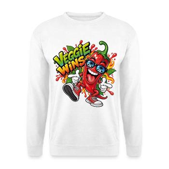 Lustige Peperoni - Unisex Pullover - Weiß - Vorne - Alina (178cm) & Michal (187cm)