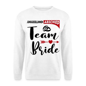 Junggesellinnenabschied Team Bride Hochzeit Ringe - Unisex Pullover - Weiß - Vorne - Alina (178cm) & Michal (187cm)