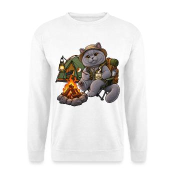 Britisch Kurzhaar Camping am Lagerfeuer - Unisex Pullover - Weiß - Vorne - Alina (178cm) & Michal (187cm)