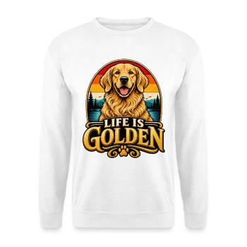 Life Is Golden Retriever Retro - Unisex Pullover - Weiß - Vorne - Alina (178cm) & Michal (187cm)