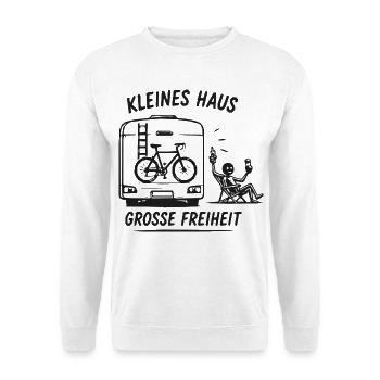 Kleines Haus, Große Freiheit - Unisex Pullover - Weiß - Vorne - Alina (178cm) & Michal (187cm)