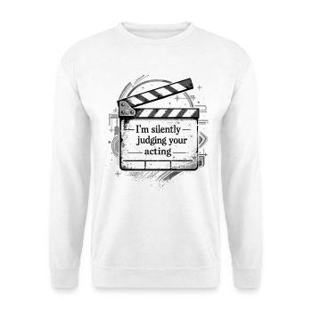 Silently Judging Your Acting - Vintage Regie - Unisex Pullover - Weiß - Vorne - Alina (178cm) & Michal (187cm)