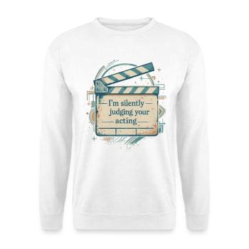 Silently Judging Your Acting - Vintage Regie - Unisex Pullover - Weiß - Vorne - Alina (178cm) & Michal (187cm)