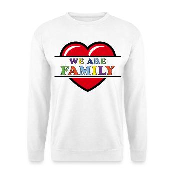 We Are Family (Familie Herz Liebe Love / 8C) - Unisex Pullover - Weiß - Vorne - Alina (178cm) & Michal (187cm)
