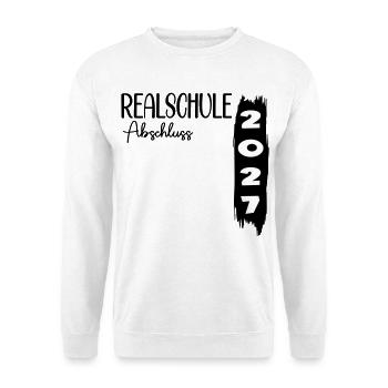 Realschule 2027 Abschluss - Unisex Pullover - Weiß - Vorne - Alina (178cm) & Michal (187cm)