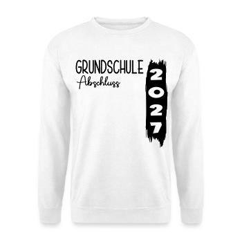 Grundschule Abschluss 2027 - Unisex Pullover - Weiß - Vorne - Alina (178cm) & Michal (187cm)