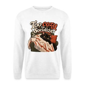 Zu gemütlich für Gesellschaft - Unisex Pullover - Weiß - Vorne - Alina (178cm) & Michal (187cm)