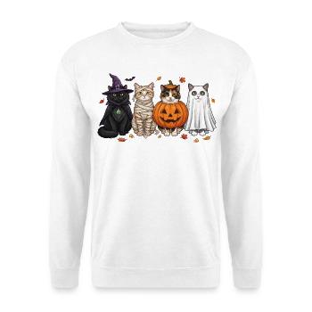 Halloween Kitty Quartett - Unisex Pullover - Weiß - Vorne - Alina (178cm) & Michal (187cm)