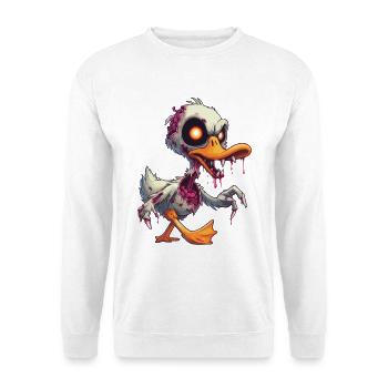 Zombie Ente - Unisex Pullover - Weiß - Vorne - Alina (178cm) & Michal (187cm)