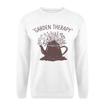Garten Therapy Teekanne Motiv - Unisex Pullover - Weiß - Vorne - Alina (178cm) & Michal (187cm)