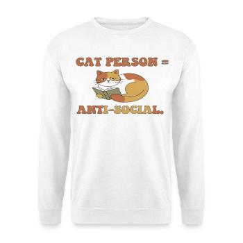 Katze liest, Anti-Social - Unisex Pullover - Weiß - Vorne - Alina (178cm) & Michal (187cm)