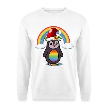 Weihnachts-Weihnachts-Pinguin - Unisex Pullover - Weiß - Vorne - Alina (178cm) & Michal (187cm)
