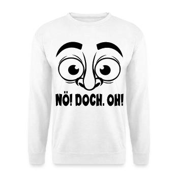 NÖ Lustige Sprüche - Unisex Pullover - Weiß - Vorne - Alina (178cm) & Michal (187cm)