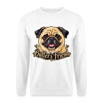Mops voller Liebe - Unisex Pullover - Weiß - Vorne - Alina (178cm) & Michal (187cm)