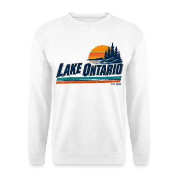 Lake Ontario EST 1656 Retro - Unisex Pullover - Weiß - Vorne - Alina (178cm) & Michal (187cm)