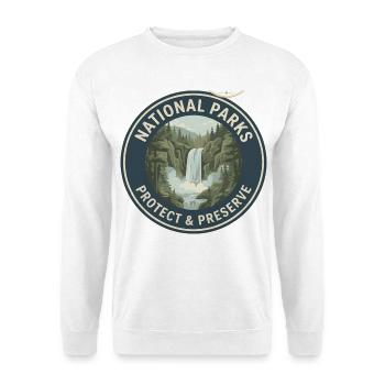 Nationalparks Schutz Logo - Unisex Pullover - Weiß - Vorne - Alina (178cm) & Michal (187cm)