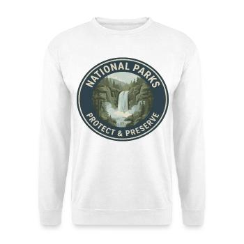Nationalpark Schutz & Preserve Logo - Unisex Pullover - Weiß - Vorne - Alina (178cm) & Michal (187cm)