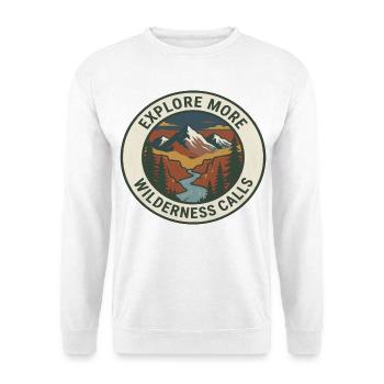 Wilderness Calls Berglandschaft - Unisex Pullover - Weiß - Vorne - Alina (178cm) & Michal (187cm)
