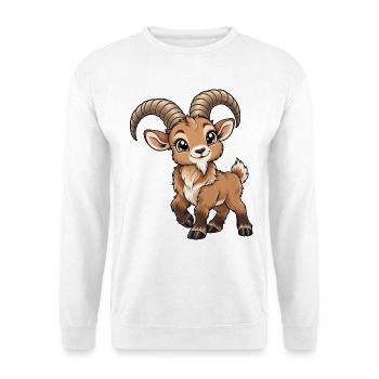 Steinbock Sternzeichen Kawaii - Unisex Pullover - Weiß - Vorne - Alina (178cm) & Michal (187cm)