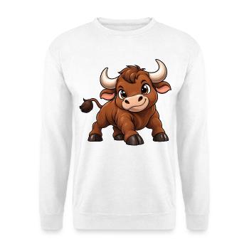 Stier Sternzeichen Kawaii - Unisex Pullover - Weiß - Vorne - Alina (178cm) & Michal (187cm)