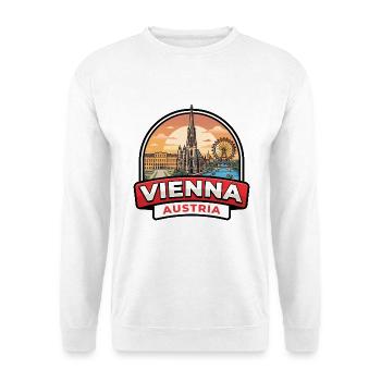 Wiener, Österreich Reiseabzeichen St. Stephansgeschenk - Unisex Pullover - Weiß - Vorne - Alina (178cm) & Michal (187cm)