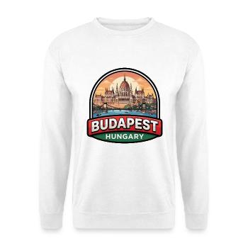 Budapest-Ungarn-Reiseabzeichen Parlamentsgeschenk - Unisex Pullover - Weiß - Vorne - Alina (178cm) & Michal (187cm)