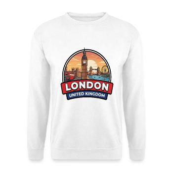 London UK Reiseabzeichen Big Ben Tower Bridge Geschenk - Unisex Pullover - Weiß - Vorne - Alina (178cm) & Michal (187cm)